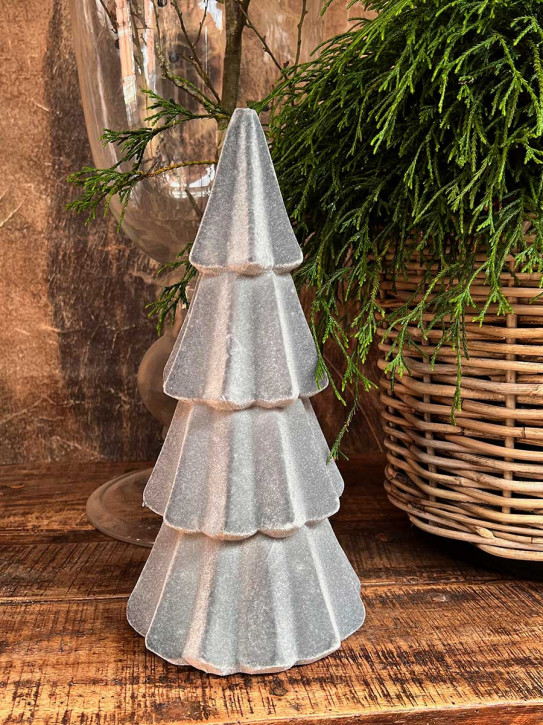 Samt Tannenbaum Tasko beflockt grau H35