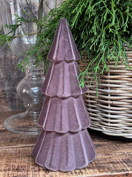 Samt Tannenbaum Tasko beflockt dunkelbraun H35
