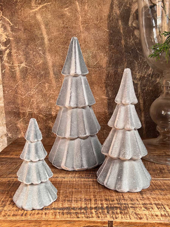 Samt Tannenbaum Tasko beflockt grau