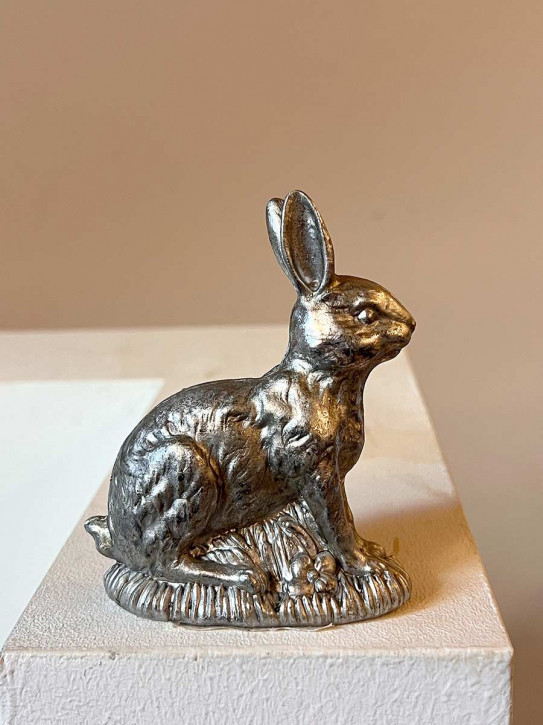 Silberner Osterhase sitzend H10.5