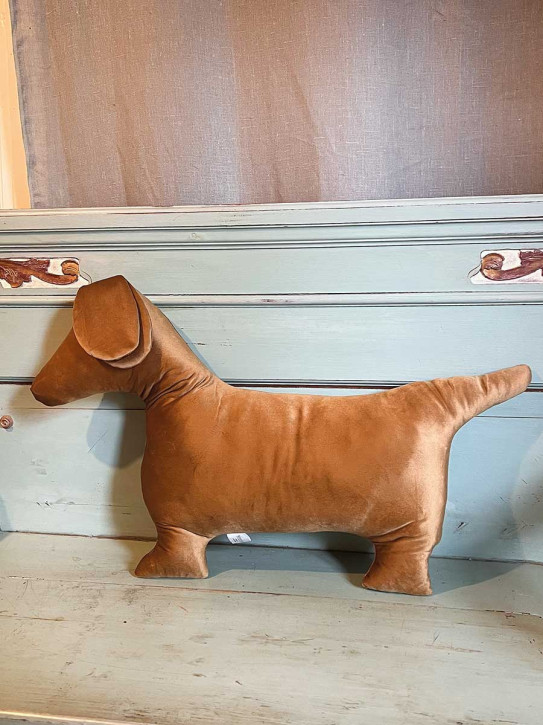 Kuschelkissen Hund Samt cognac
