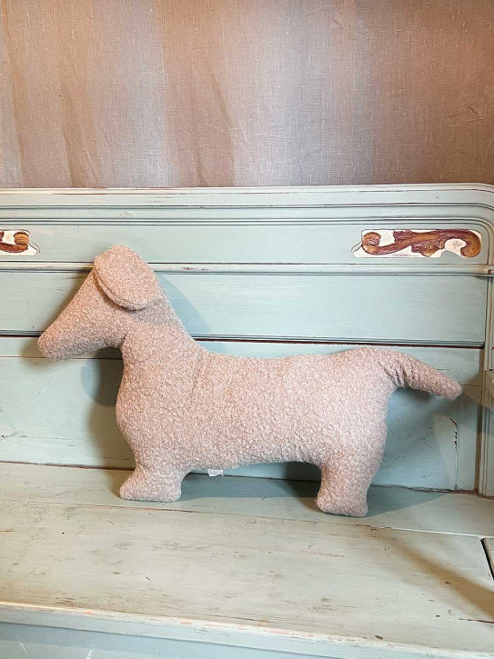 Kuschelkissen Hund flauschig graubraun