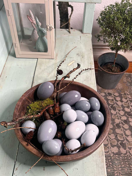 12er Pack Hühner-Eier grau lackiert H6