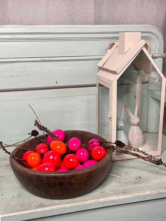 12er Pack Gänse-Eier orange rot pink lackiert H8