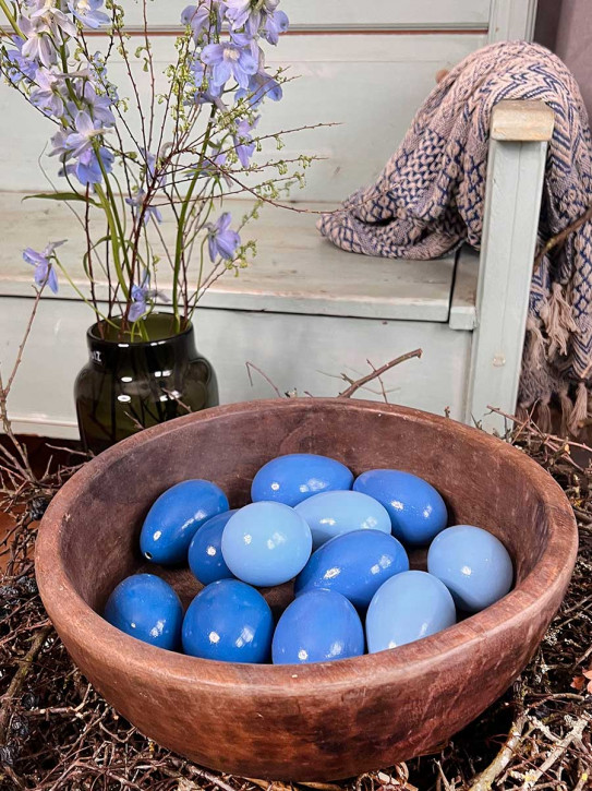 12er Pack Hühner-Eier blau lackiert H8