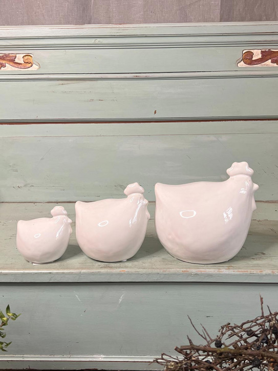 Keramikhuhn Levi weiß