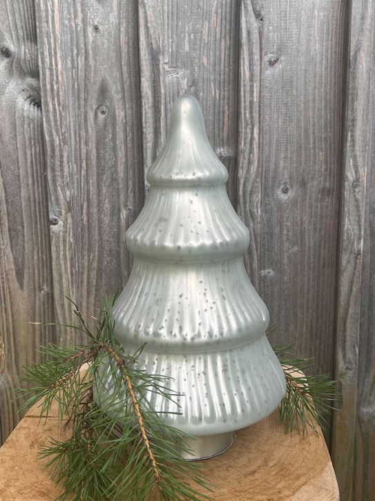 Glas Tanne Sitia Bauernsilber silber weiß matt H30