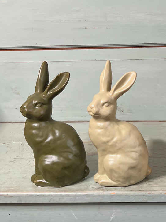 Keramik Hase Colin sitzend grün matt H27