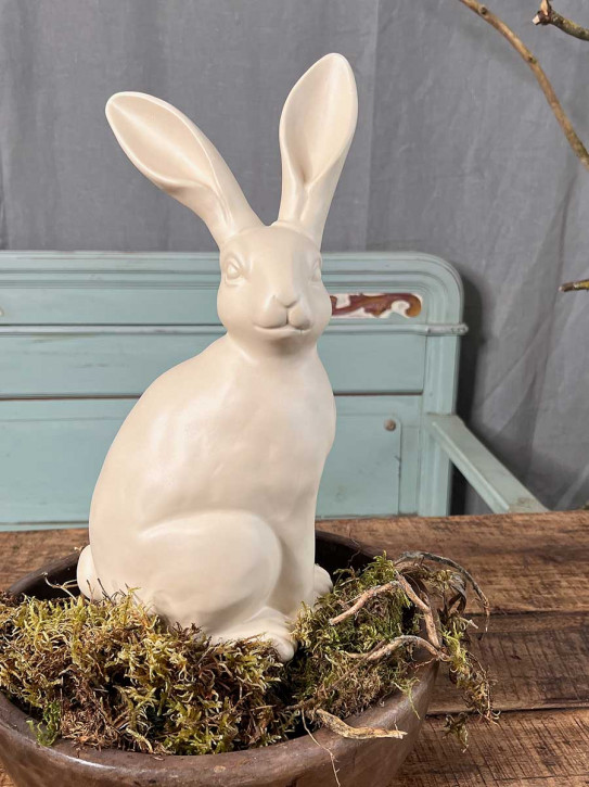 Keramik Hase Colin sitzend creme matt H37