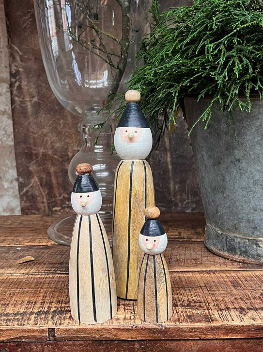 Holz Santa Weihnachtsmann Wichtel Jasper gestreift