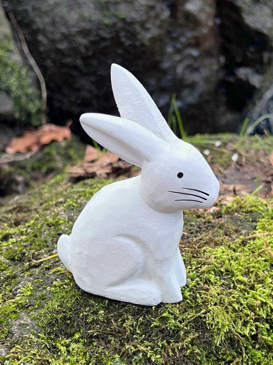 Bemalter Holzhase Osterhase Hase Landhausstil geschnitzt weiß S