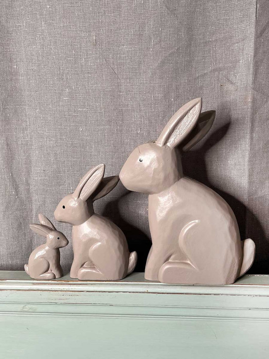 Bemalter Holzhase Rabbit Osterhase Hase Landhausstil geschnitzt taupe