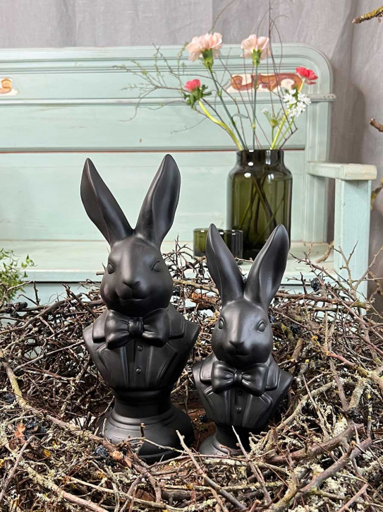 Keramik Hasenbüste Fedon schwarz M H27