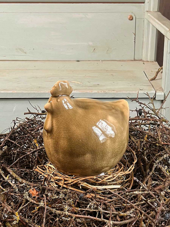 Keramikhuhn Levi grün krakelee M H16