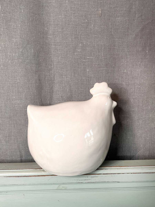 Keramikhuhn Levi weiß M H16