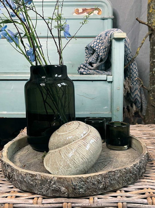 Keramik Muschel Merle grau