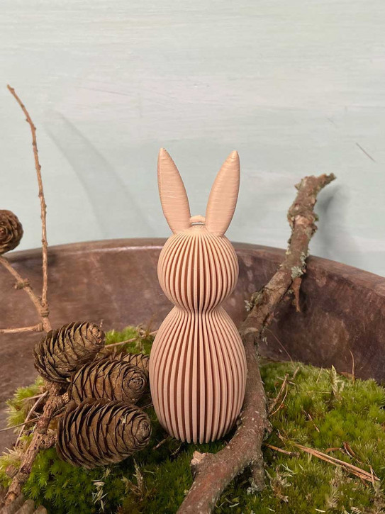 3D Druck Kunststoff Hase Osterhase Printo geriffelt sand XS H11
