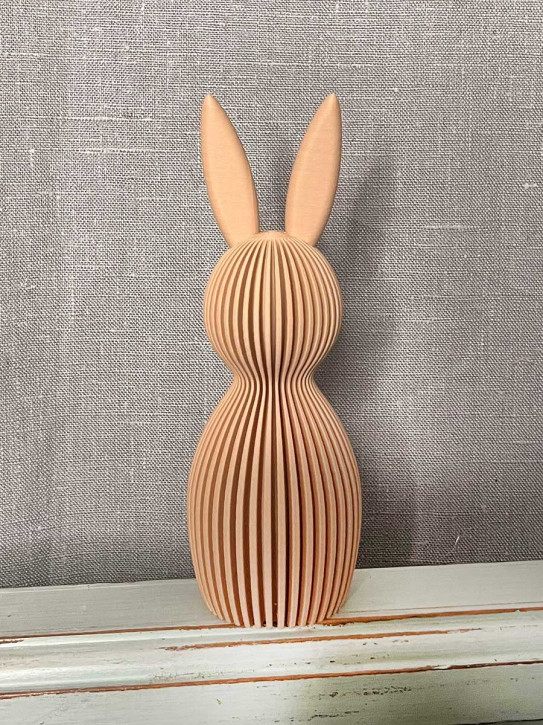 3D Druck Kunststoff Hase Osterhase Printo geriffelt sand L H21.5