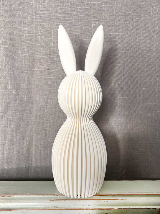 3D Druck Kunststoff Hase Osterhase Printo geriffelt weiß L H21.5