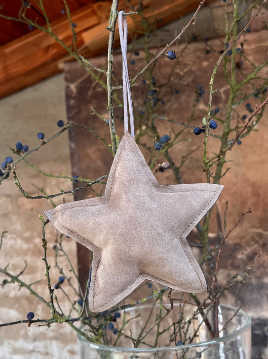 Lederstern hellbraun Stern wattiert zum Aufhängen M