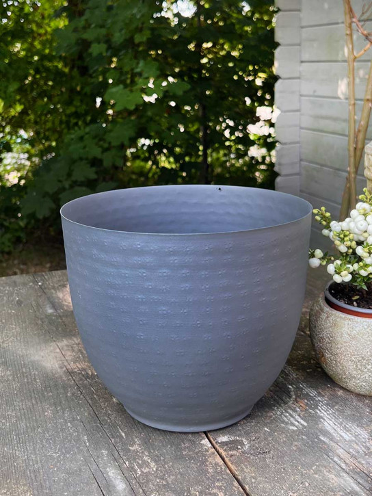 Metall Blumentopf Landhaus-Design grau D19.5 H16.5