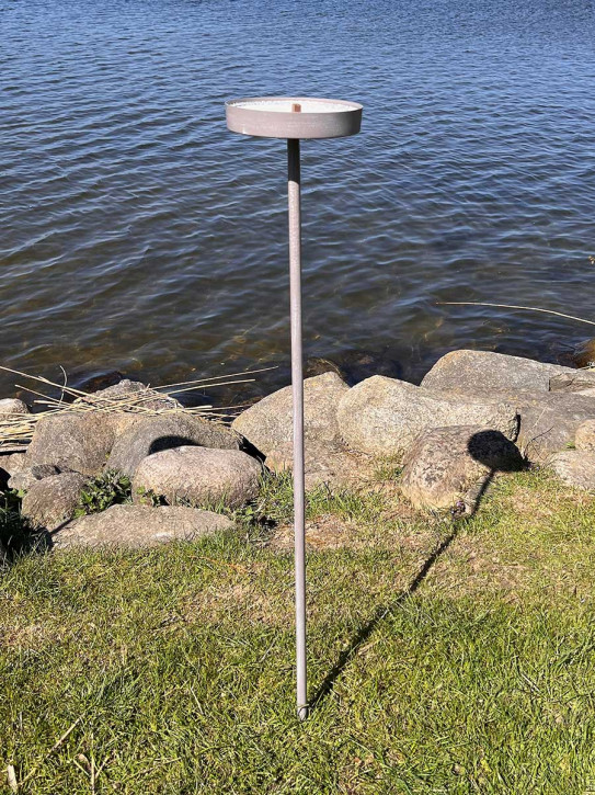 Gartenstecker Flammschalenhalter Metall taupe 2-teilig H105