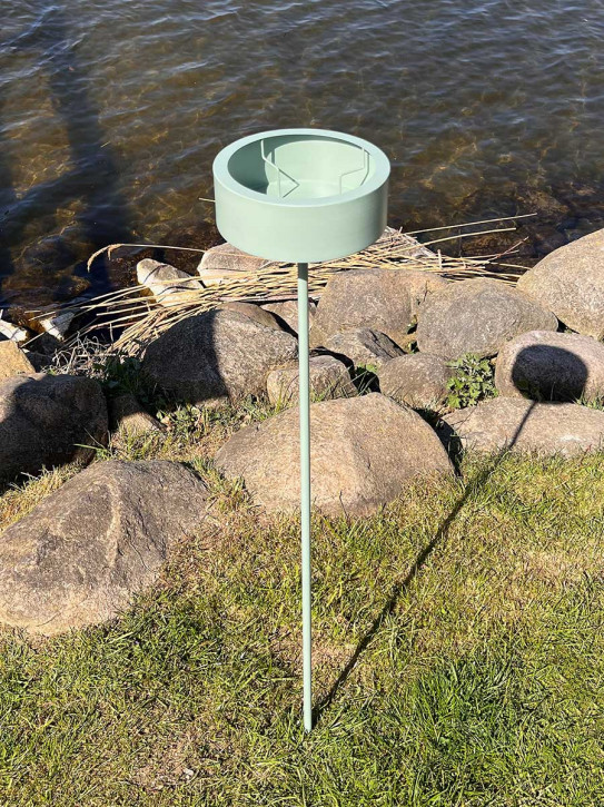Gartenstecker Flammschalenhalter hoch Metall grün 2-teilig H107