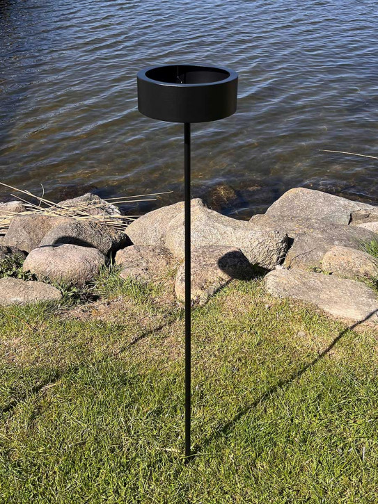 Gartenstecker Flammschalenhalter hoch Metall schwarz 2-teilig H107