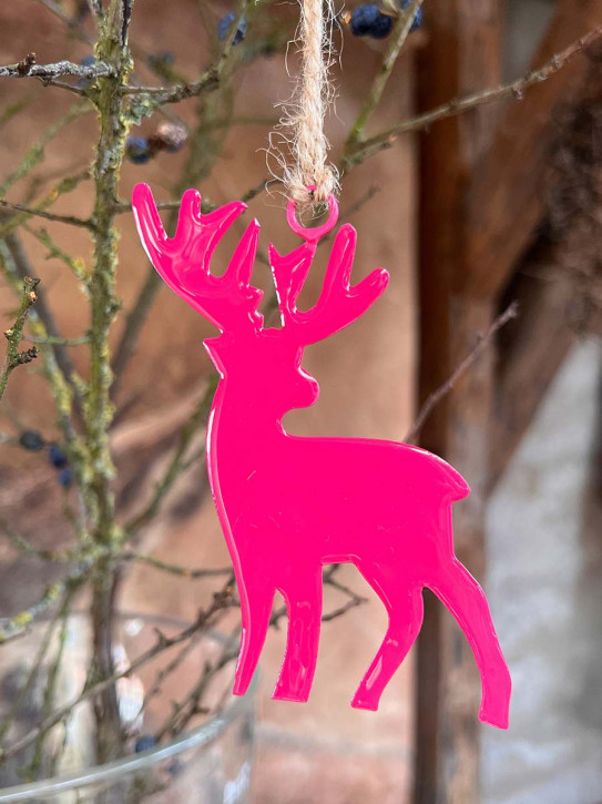 Metallanhänger Hirsch pink lackiert H10