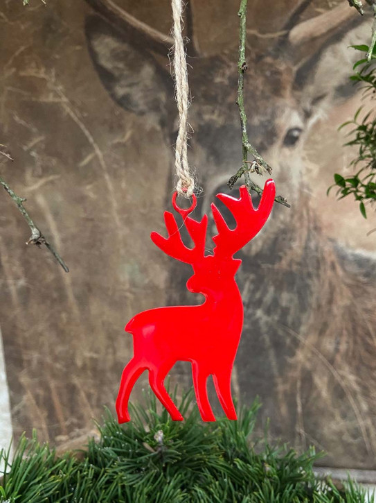 Metallanhänger Hirsch rot lackiert H10