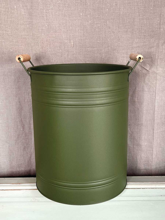 Metalleimer Zenon grün mit Holzgriffen XXL H31