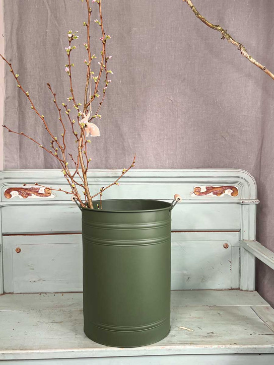 Metalleimer Zenon grün mit Holzgriffen XXXL H40