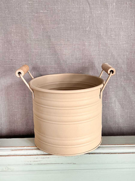 Metalleimer Zenon sand mit Holzgriffen XS H12.5