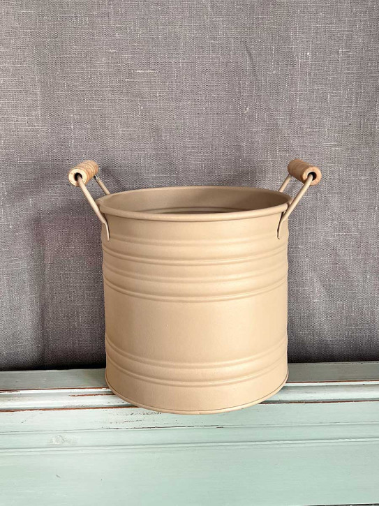 Metalleimer Zenon sand mit Holzgriffen S H15.5