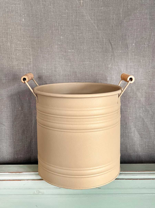 Metalleimer Zenon sand mit Holzgriffen M H19