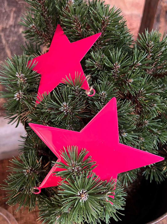 Metallstern pink lackiert Stern zum Aufhängen