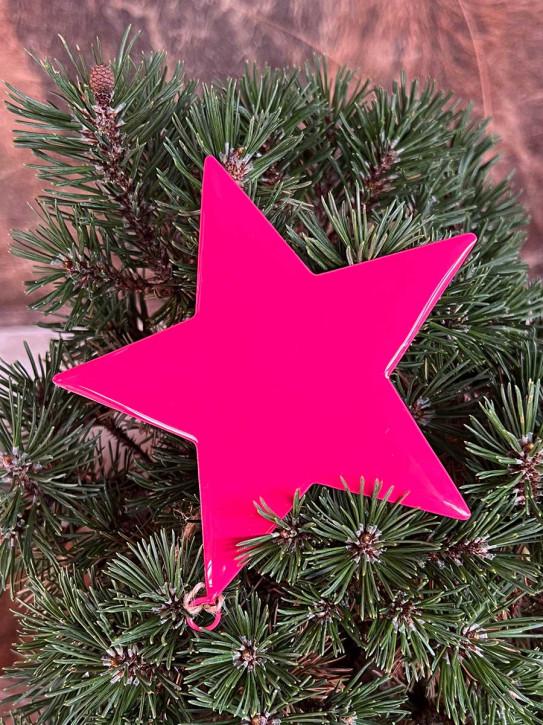 Metallstern pink lackiert Stern M zum Aufhängen D12