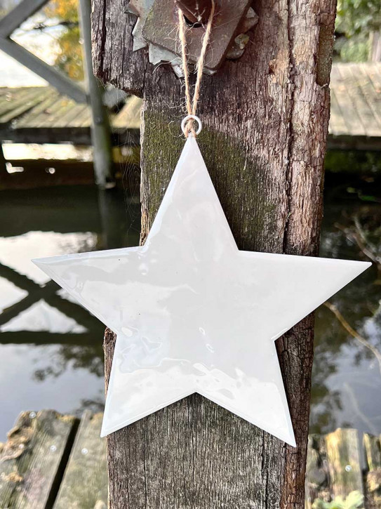 Metallstern weiss Stern L zum Aufhängen D20