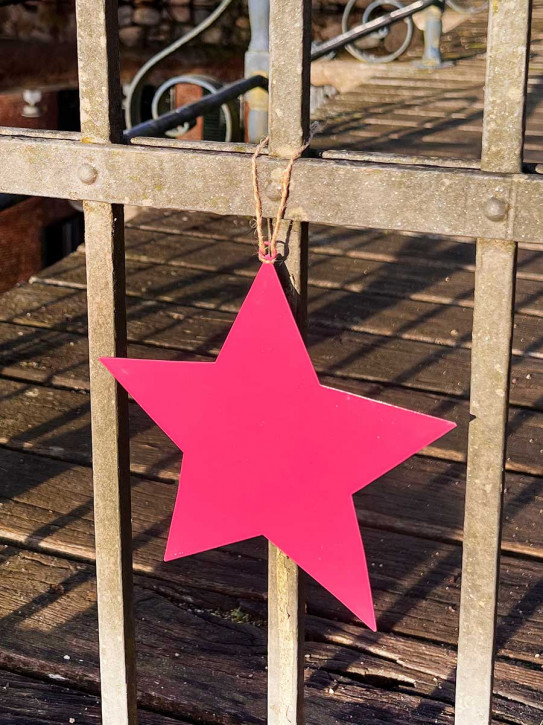 Metallstern pink lackiert Stern L zum Aufhängen D20