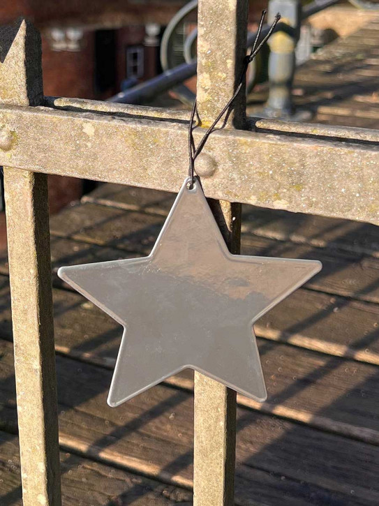 Metallstern silber Stern L zum Aufhängen D15