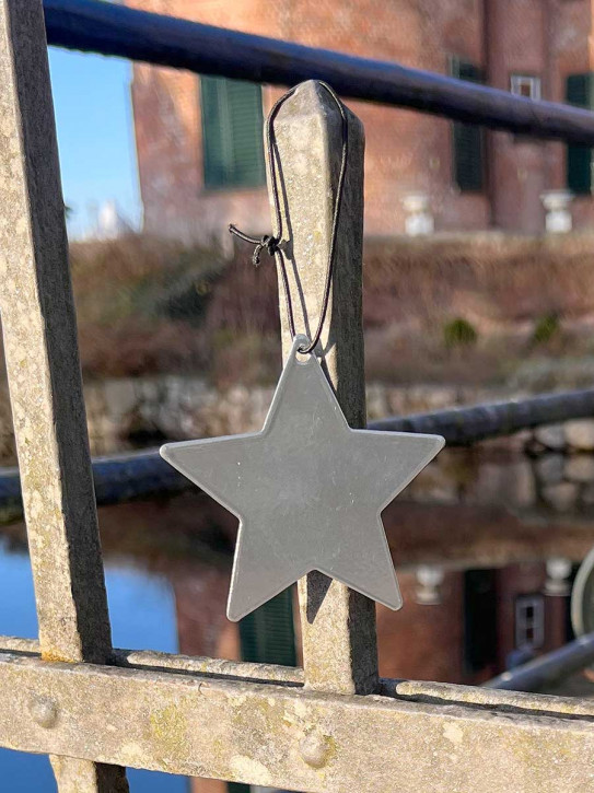 Metallstern silber Stern M zum Aufhängen D12