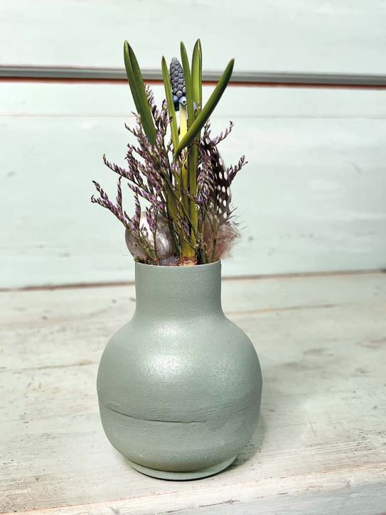 Metallvase Carol grün bauchig H10 D8