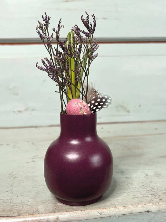 Metallvase Carol plum bauchig H10 D8