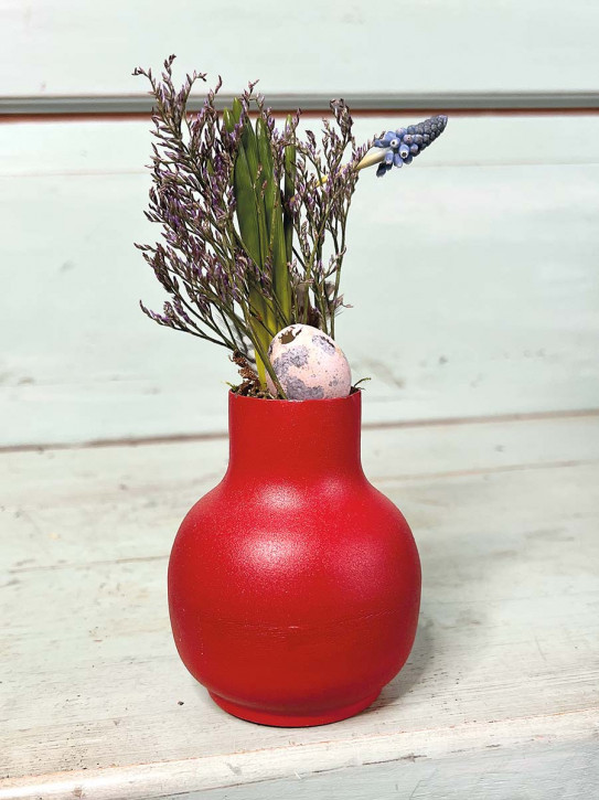 Metallvase Carol rot bauchig H10 D8