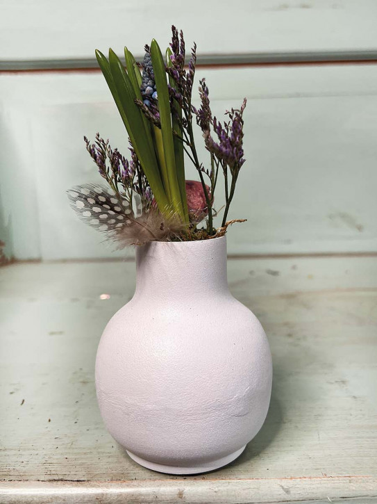 Metallvase Carol weiß bauchig H10 D8