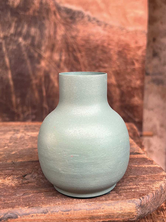 Metallvase Carol grün bauchig H10 D8