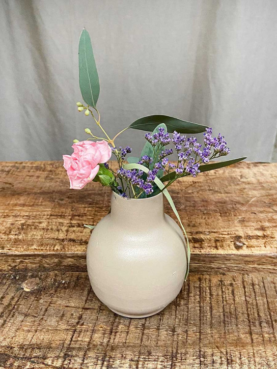 Metallvase Carol hellbraun bauchig H10 D8