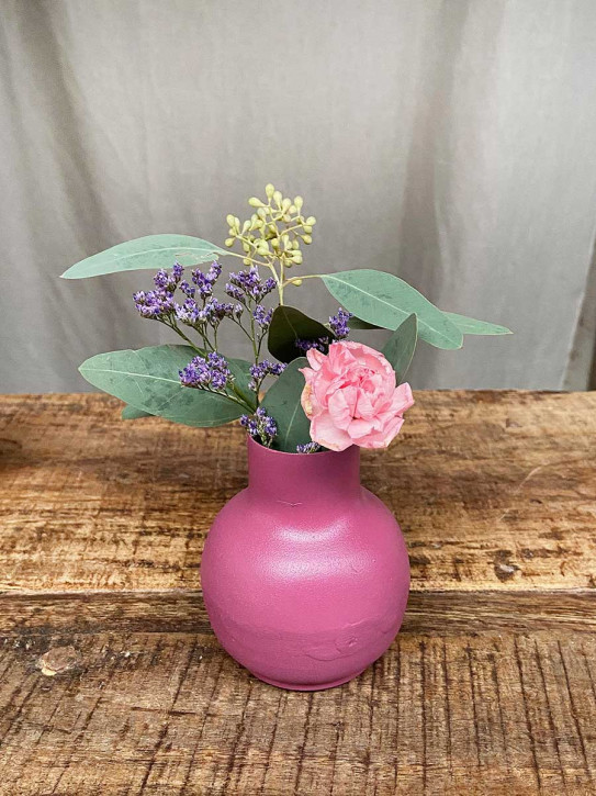Metallvase Carol pink bauchig H10 D8