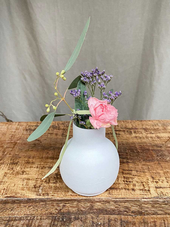 Metallvase Carol weiß bauchig H10 D8