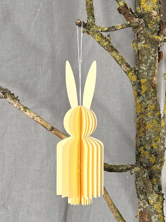 Papierfalthase Osterhase Anhänger Flora gelb S H14.5